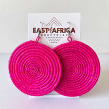 Load image into Gallery viewer, Round Woven Earrings HOT PINK