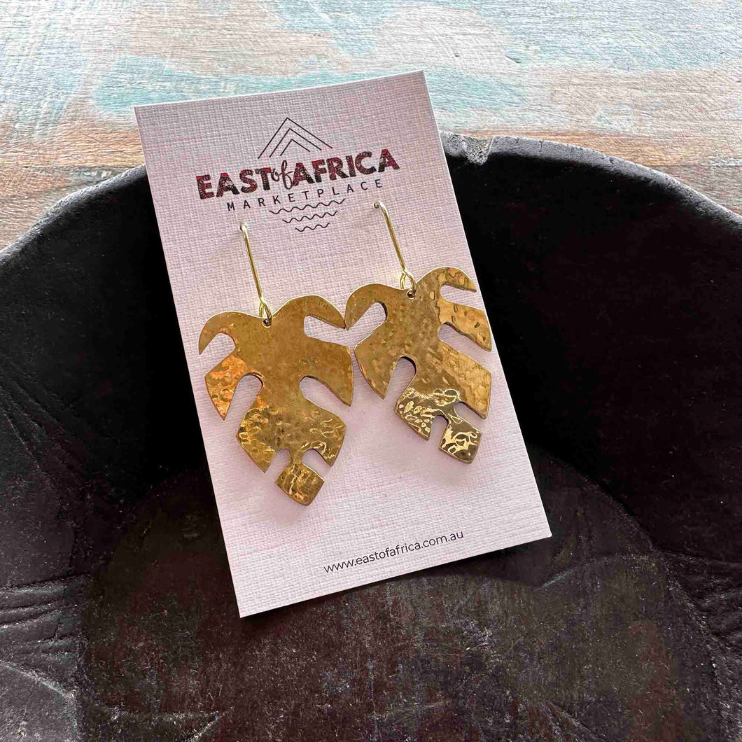 Kenyan Brass earrings Palm Leaf