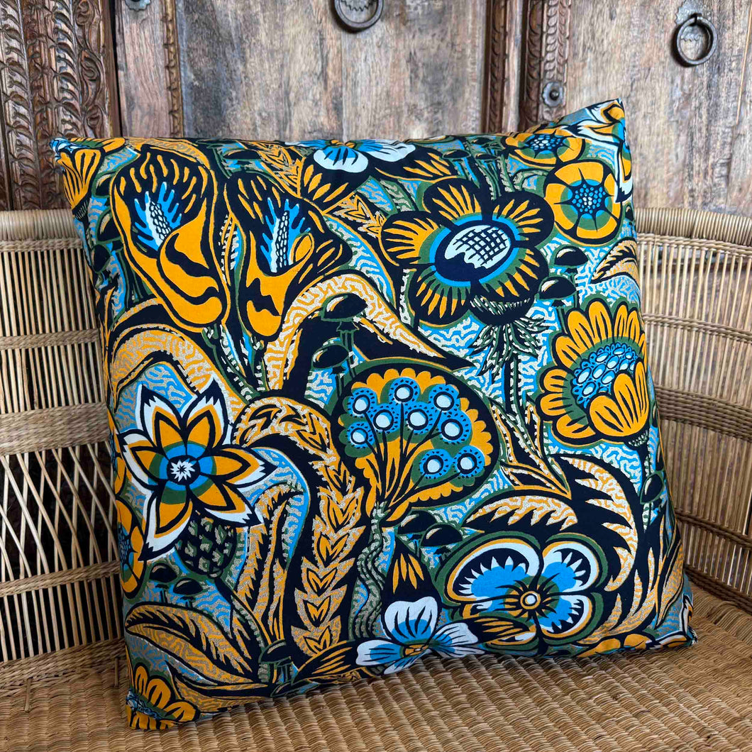 African Fabric and Denim Floor Cushion 25/04