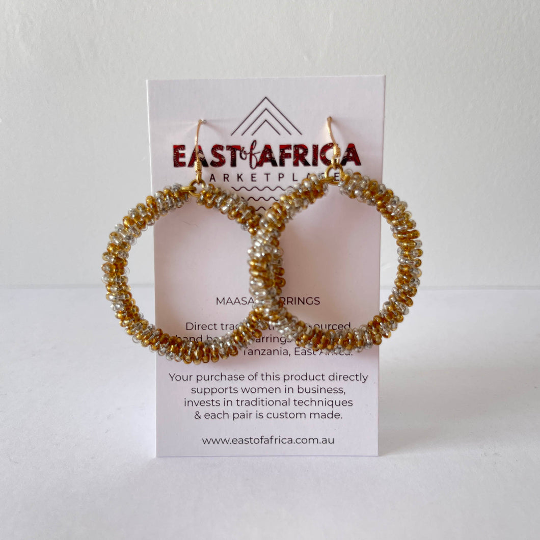 Maasai Beaded Earrings Wire Circle GOLD & SILVER