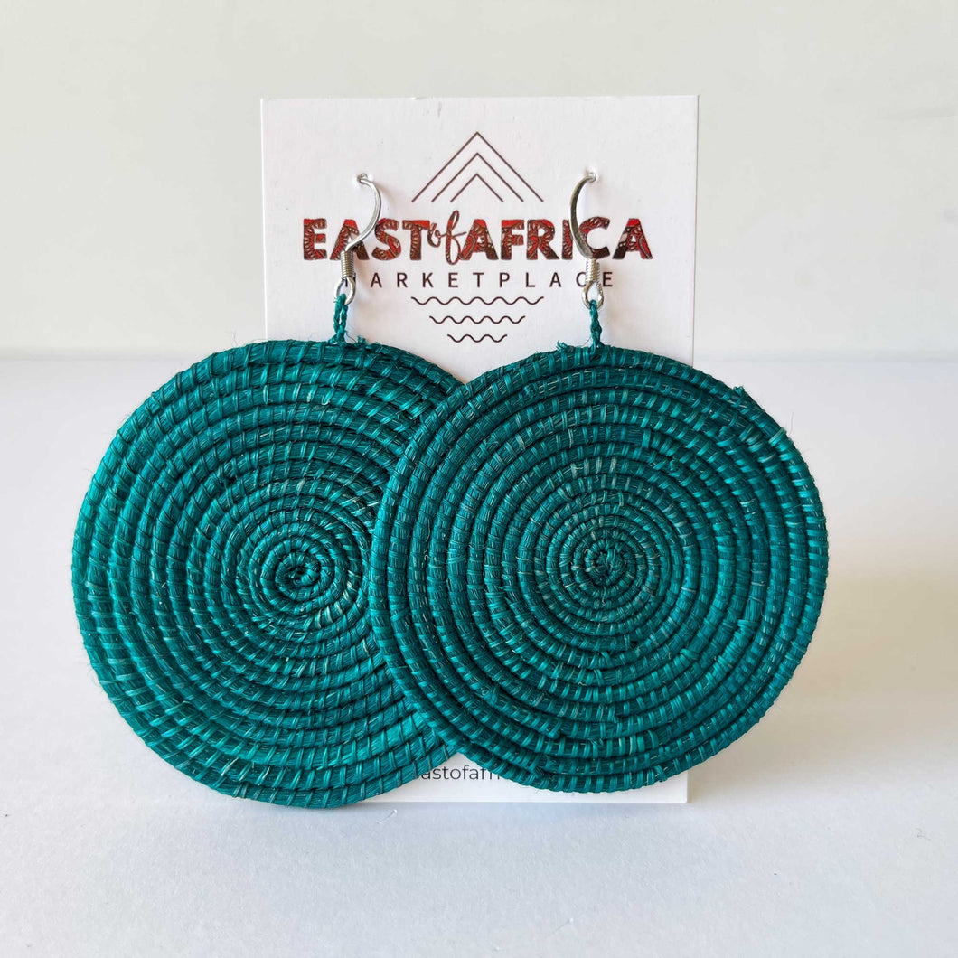 Round Woven Earrings TURQUOISE