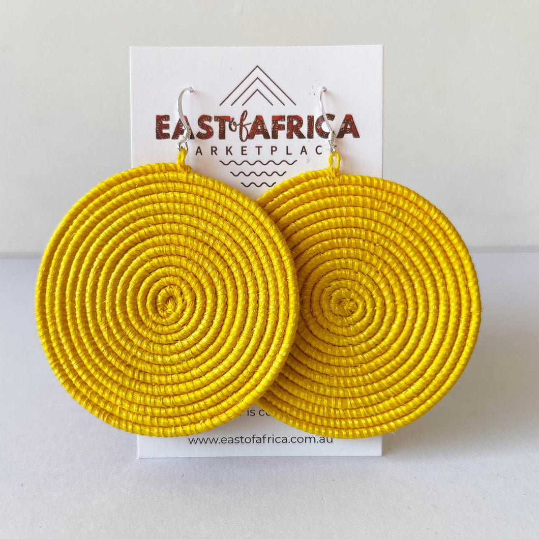 Round Woven Earrings YELLOW