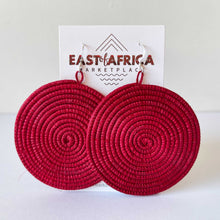 Load image into Gallery viewer, Round Woven Earrings RED
