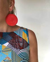 Load image into Gallery viewer, Round Woven Earrings RED
